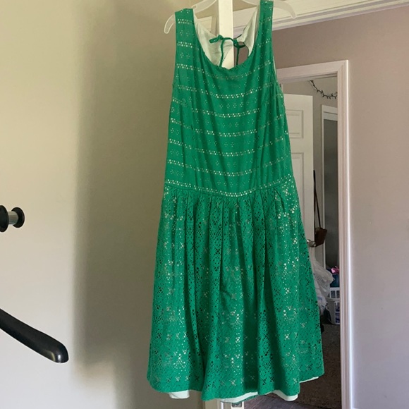 Anthropologie Dresses & Skirts - Anthropologie Green Eyelet Sleeveless Dress